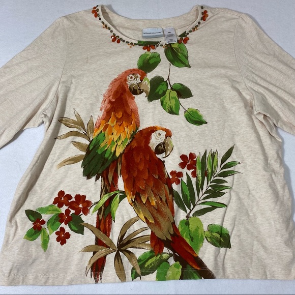 Alfred Dunner Floral Top  Long Sleeve Tee Floral Blouse Tropical Embelli… - Picture 10 of 10